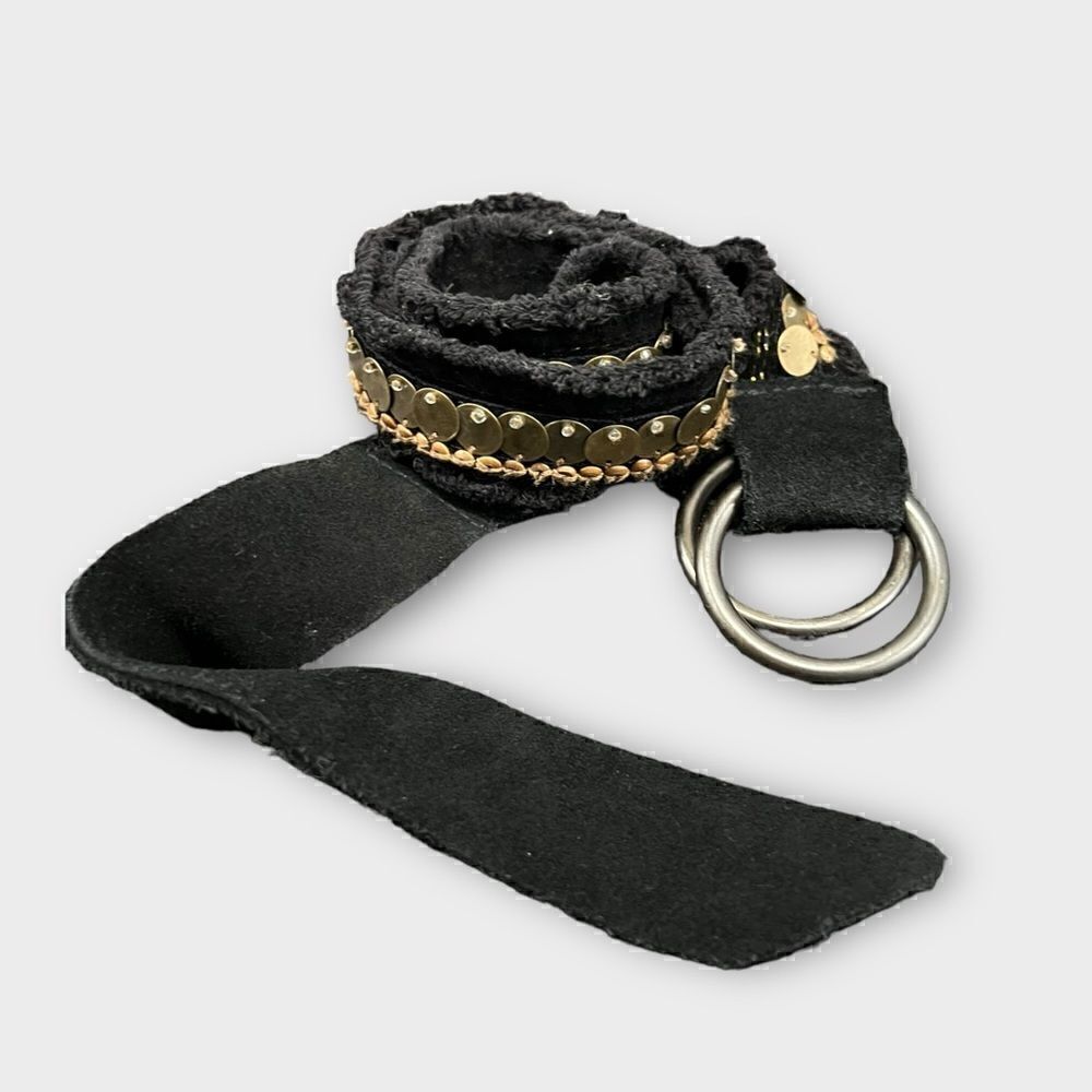 Black Suede and Bronze Metal Belt Medium